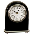 Black Arch Desk Clock w/ Silver Bezel & Silver Trim - 5"